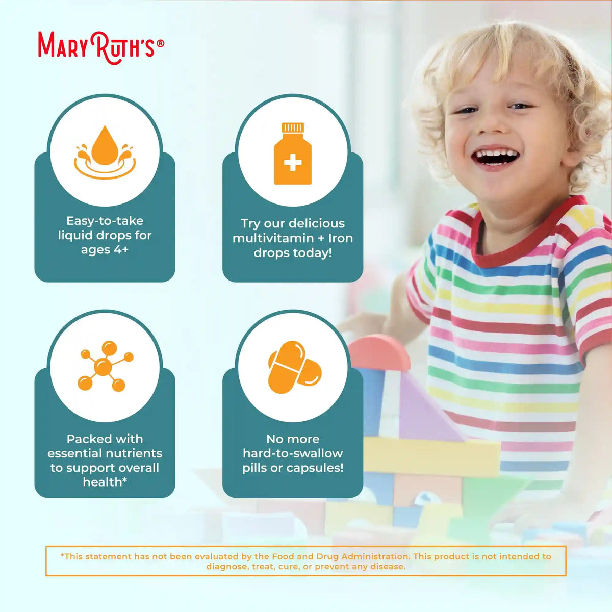 Organic Toddler Multivitamin Liquid Drops With Iron