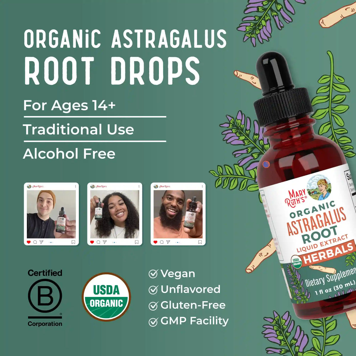 Organic Astragalus Root Herbal Drops