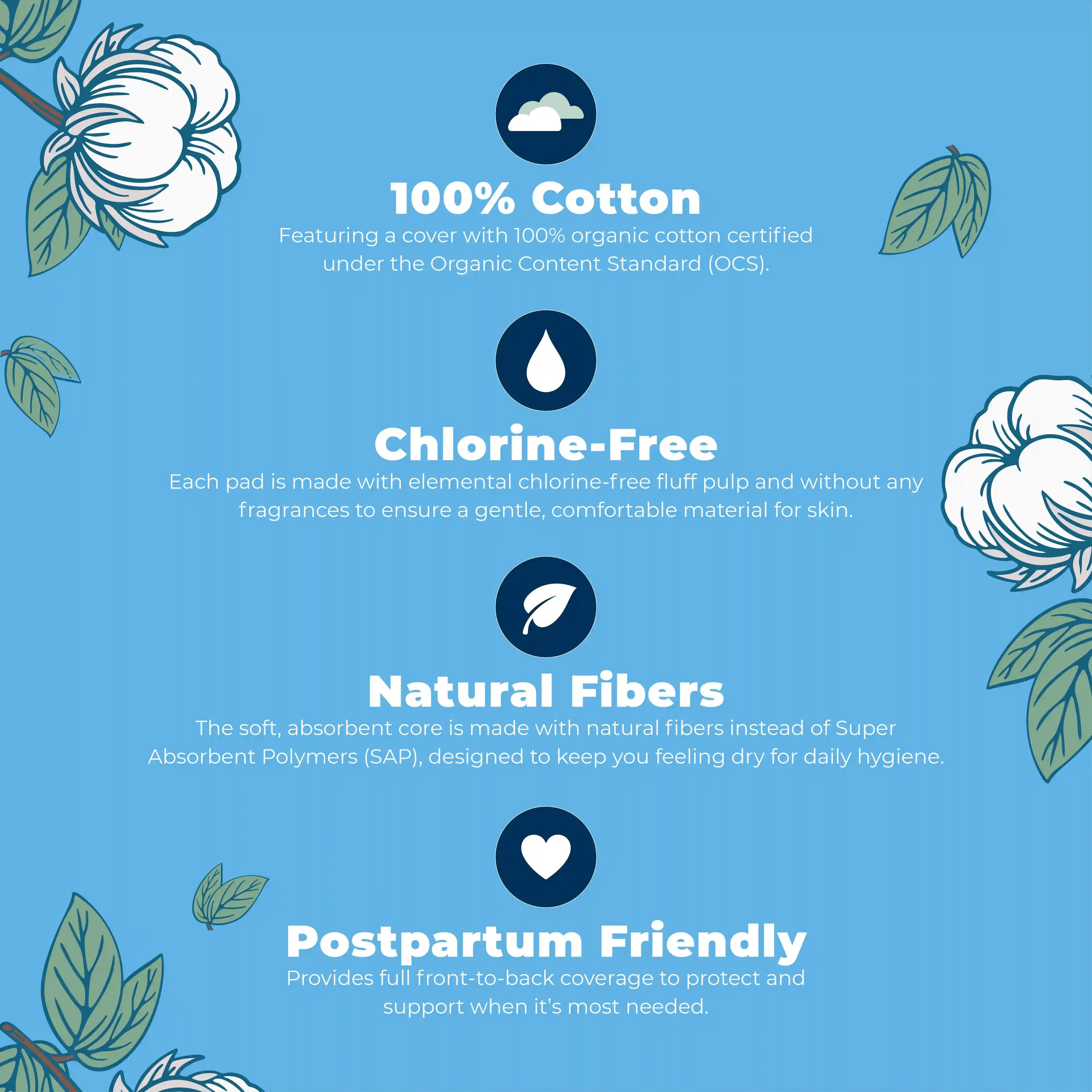 Organic Cotton Cover Pads (Super Long Overnight)
