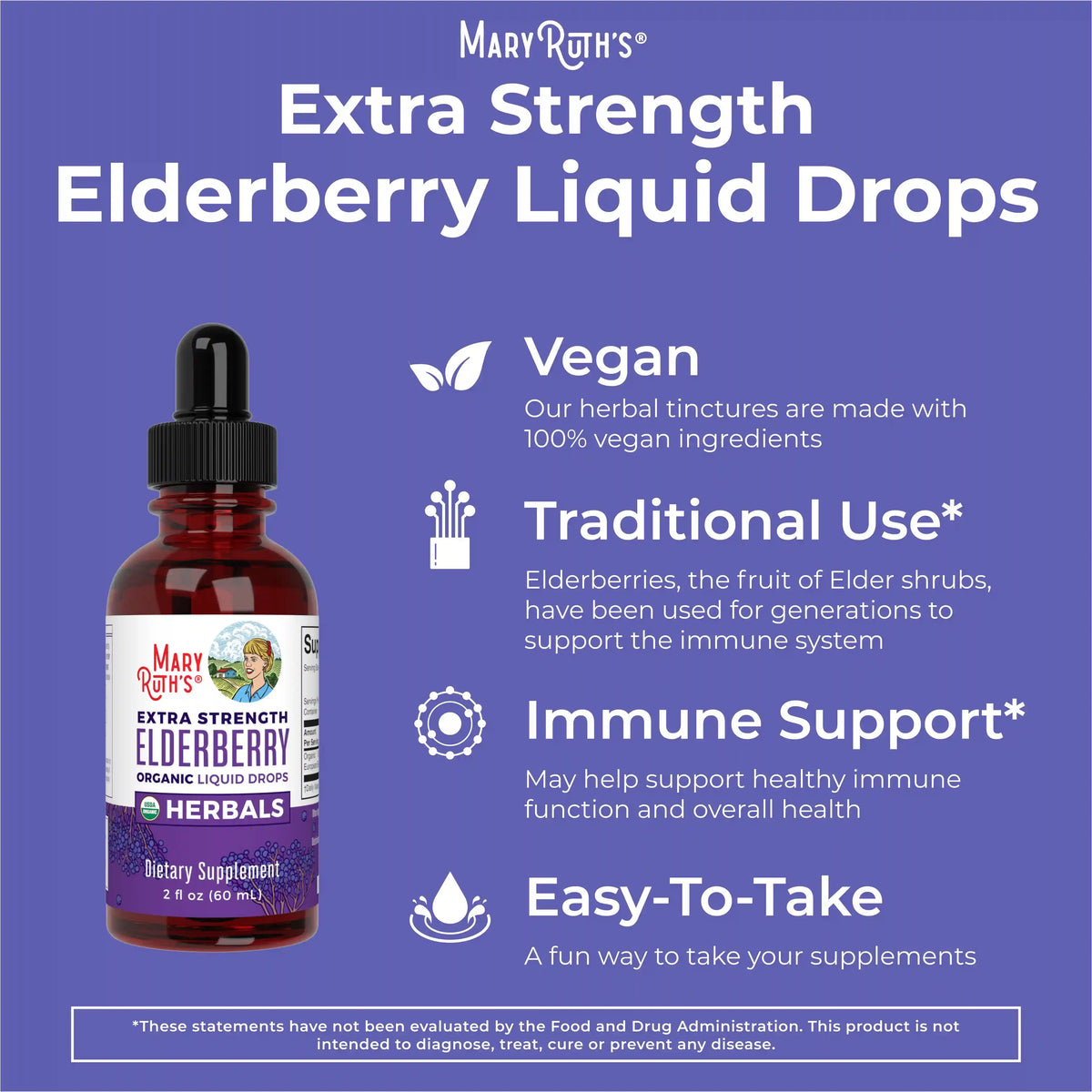 Organic Elderberry Extra Strength Liquid Drops