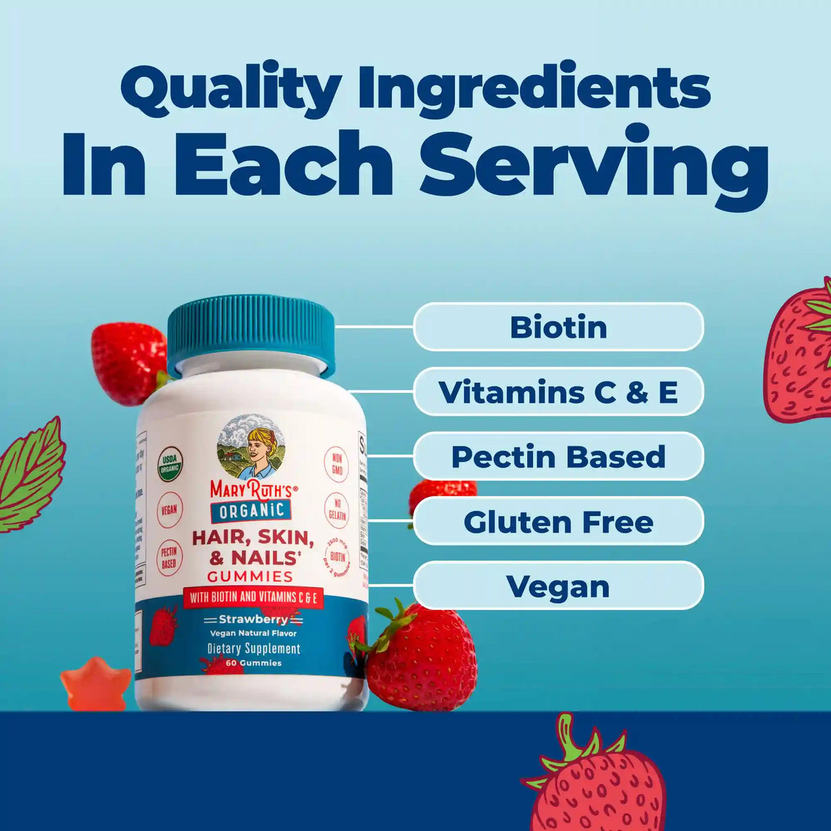 Organic Hair, Skin, & Nails Gummies
