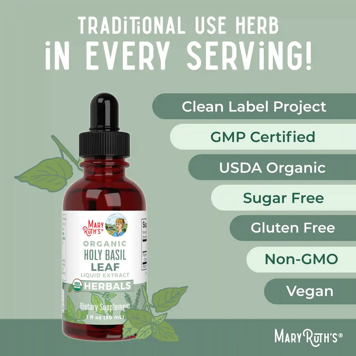 Organic Holy Basil Leaf Liquid Drops