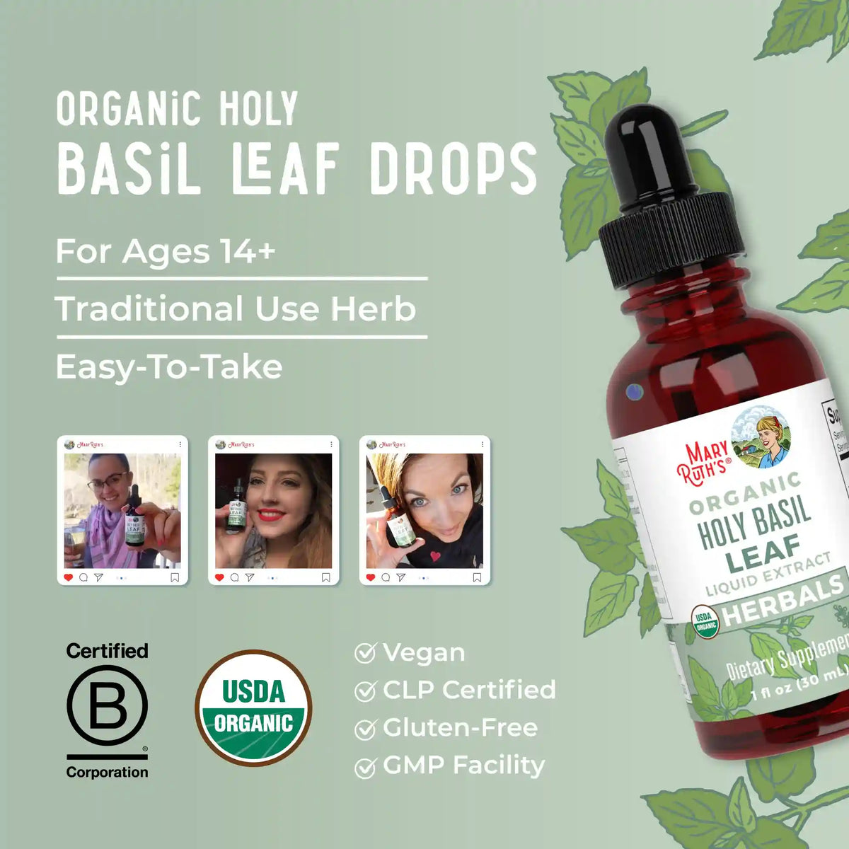 Organic Holy Basil Leaf Liquid Drops