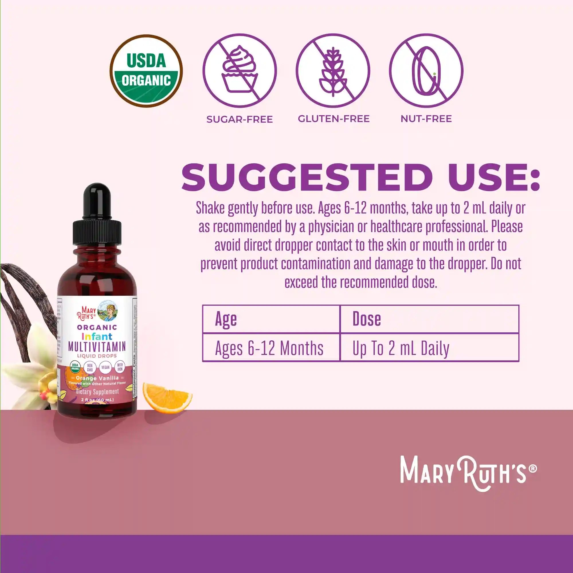 Organic Infant Multivitamin with Iron Liquid Drops