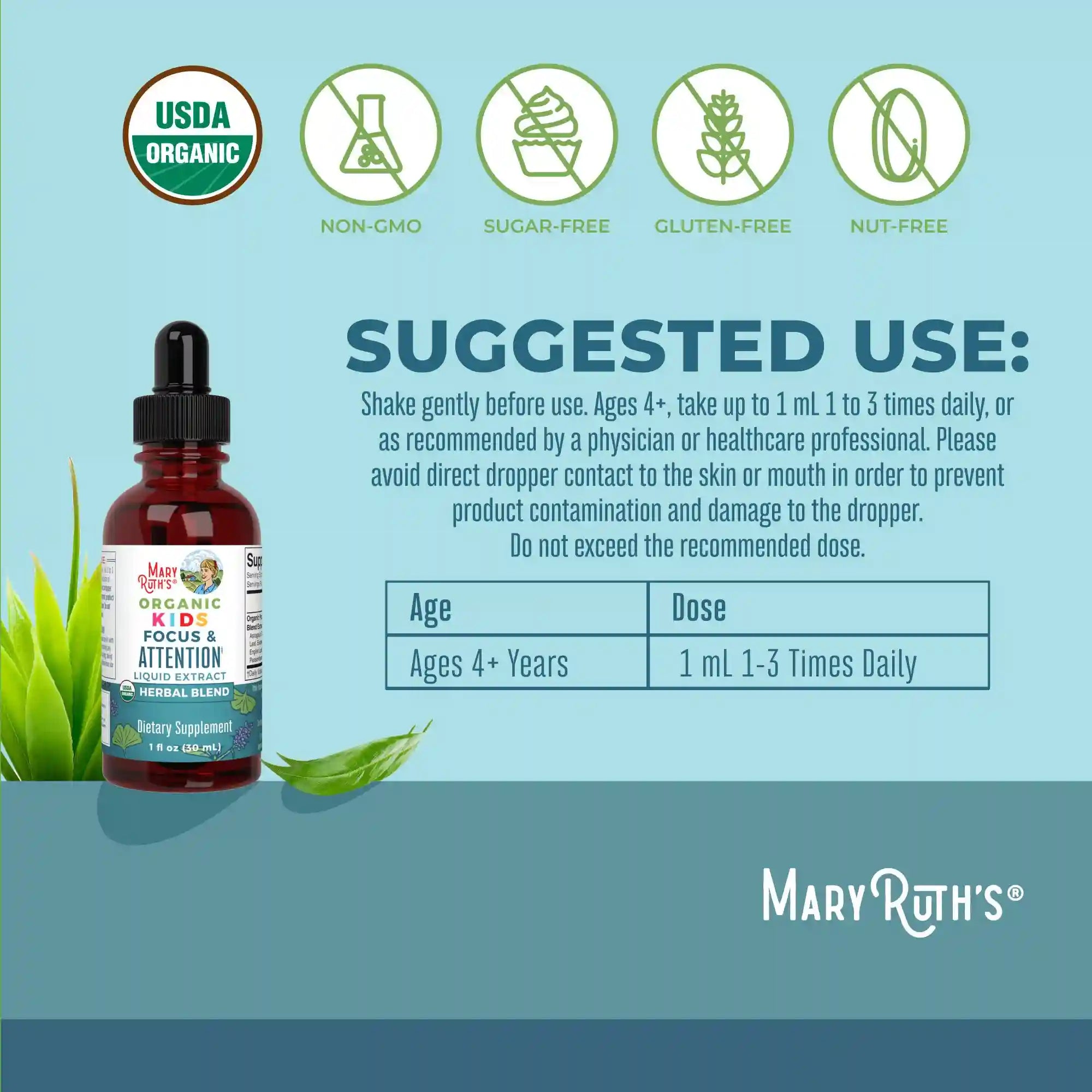 Organic Kids Focus & Attention Liquid Drops