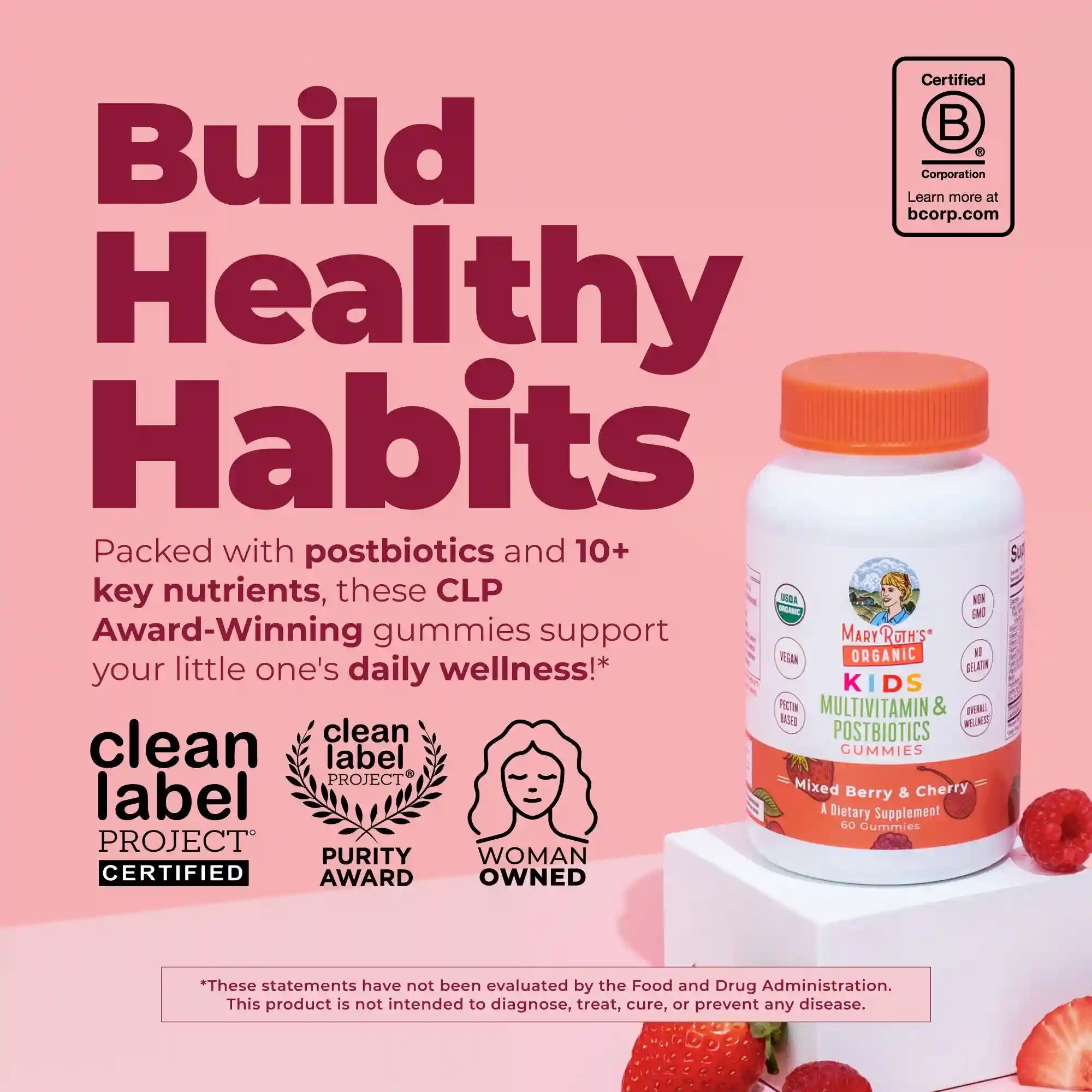 Organic Kids Multivitamin + Postbiotics Gummies