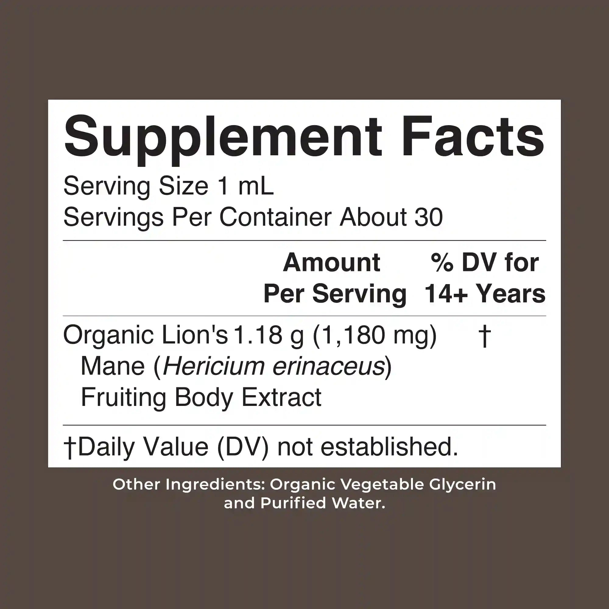 Organic Lion’s Mane Liquid Drops