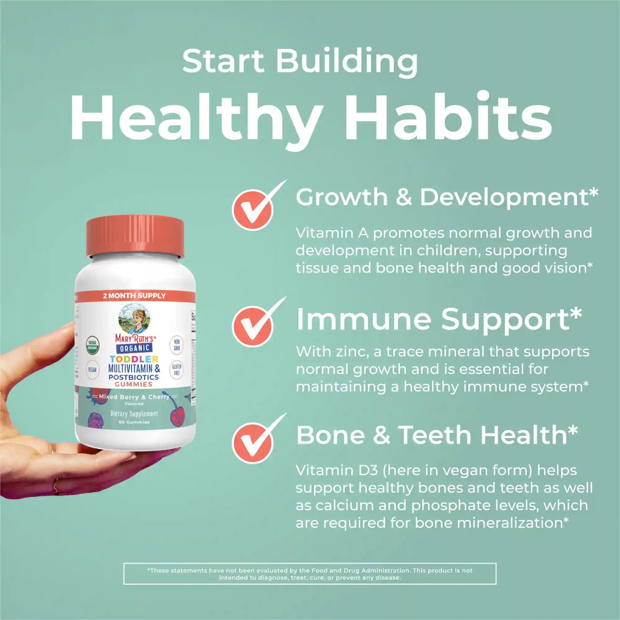 Organic Toddler Multivitamin + Postbiotics Gummies