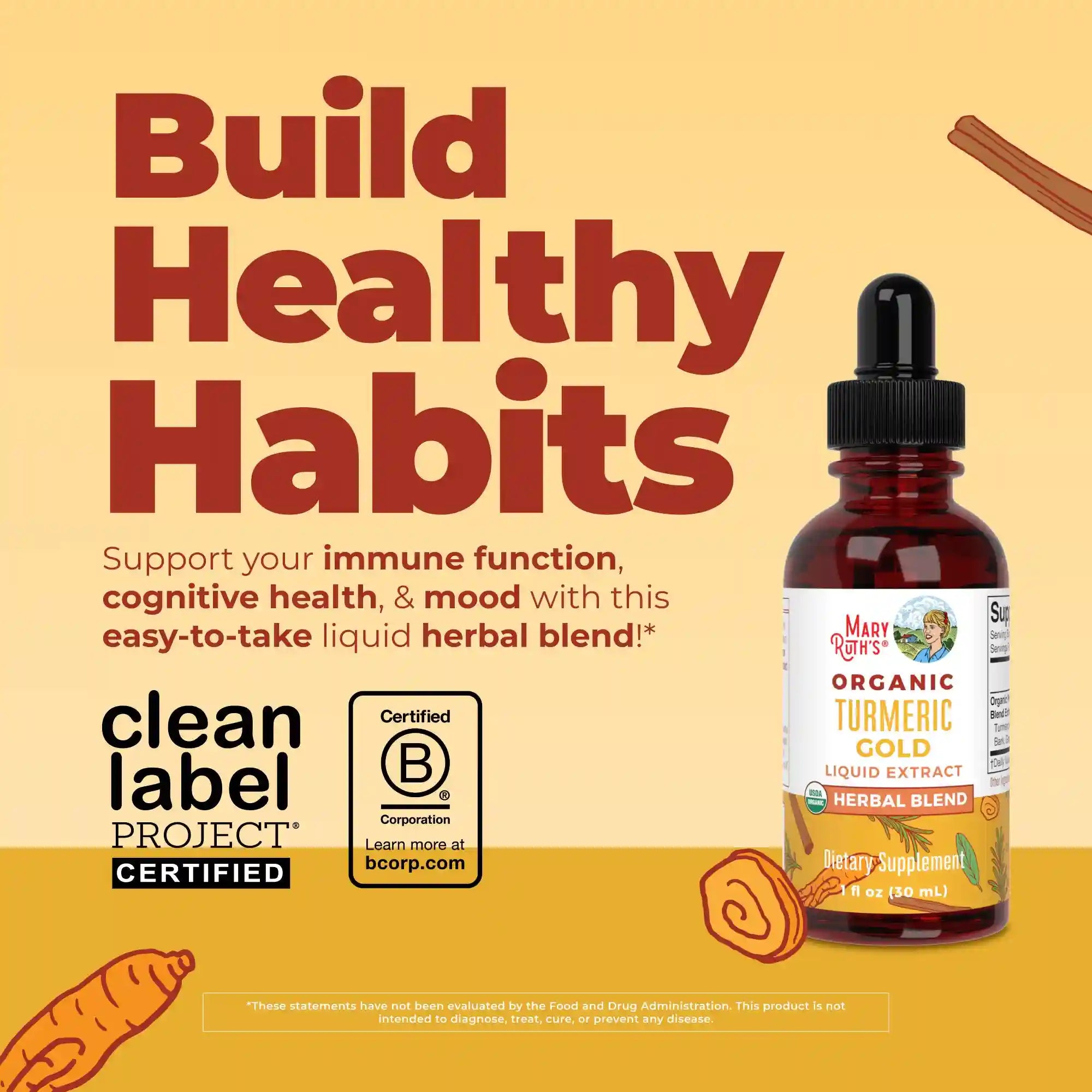 Organic Turmeric Gold Herbal Blend Liquid Drops